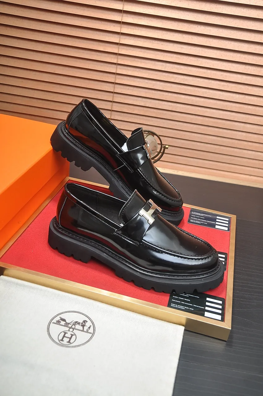 Men's men's shoes 💰720💶【[Hermes HERMES】】(High-end Niuli) New 🍀 HERMES - top version of classic casual leather shoes! Made of imported original cowhide, the inner top layer is comfortable cowhide lining! Original wear-resistant rubber foam outsole! High quality products! Code number 38-45 (45 customized)